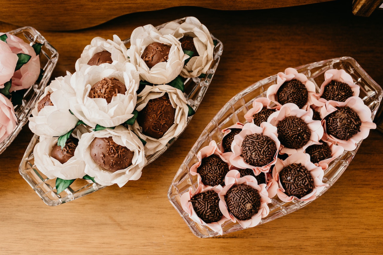 Vegan chocolate truffles contain cruelty-free ingredients like dark pecan coconut flavor and cacao powder